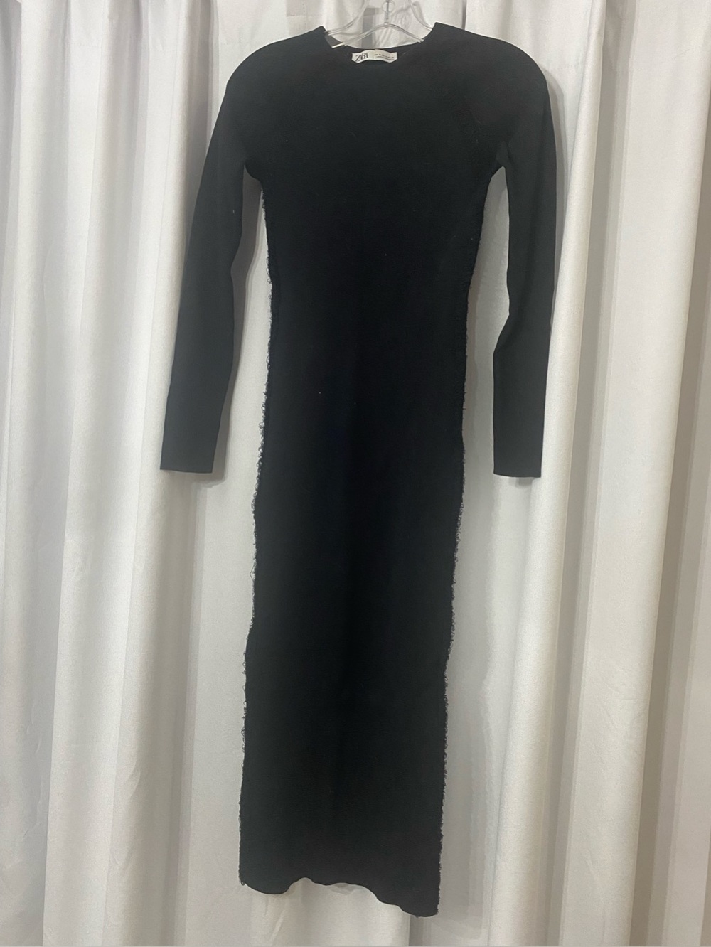 Zara women’s size S Black Long Sleeve Bodycon Maxi Dress